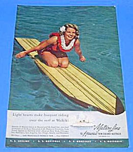 1939 Surfboard - Matson Ocean Liner - Hawaii Ad