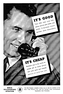 1939 Bell Telephone Old Phone Handset Ad