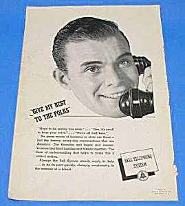 1940 Bell Telephone Old Phone Handset Ad