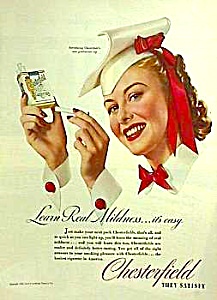 Cool 1940 Chesterfield Graduate Cigarette Ad