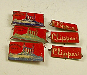 Box Lot Of 6 Tin Litho Tobacco Tags-american Navy+