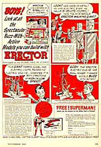 1948 Gilbert Erector Set Toy - Superman Book Ad