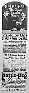1922 Puzzle Peg Game Mag. Ad
