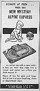 1949 Tin Alpine Express Toy Magazine Ad