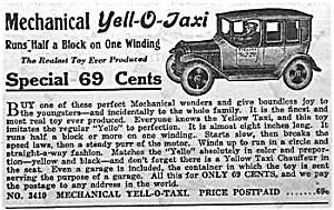 1929 Yell-o-taxi Wind-up Toy Ad
