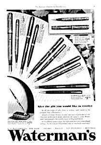 1933 L.e. Waterman Fountain Pen Ad
