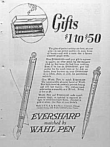1922 Eversharp/wahl Fountain Pen/pencil Ad