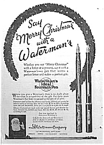 1924 Waterman Fountain Pen Santa Xmas Ad