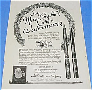 1924 Waterman Fountain Pen Xmas Ad