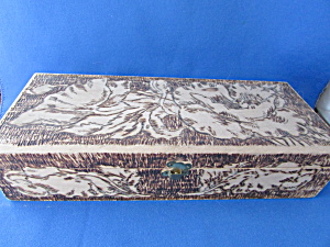 Folk Art Wooden Handkerchief Box
