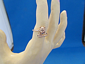Goldtone Silver Lady Bug Ring By Alex & Ani