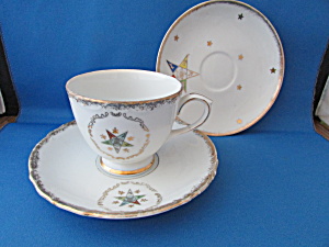 Vintage Masonic Temple Tea Cup And 2 Saucers