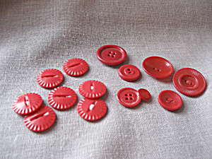 Group Of Large Vintage Red Buttons