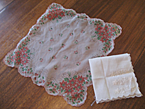 Christmas And White Flower Handkerchiefs