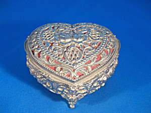 Silver Heart Shaped Jewelry Box