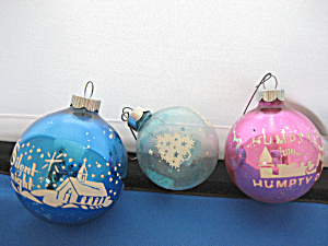 Three Vintage Glass Ball Ornaments