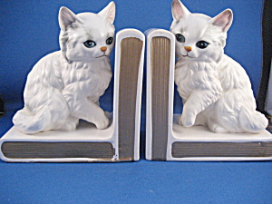 Lefton White Cat Book Ends