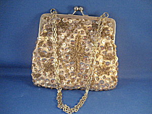Gold Sequin And Beaded Purse