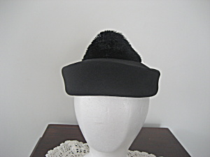 Black Caroline Pill Box Hat