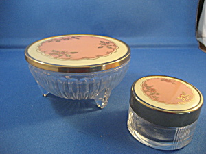 Footed Powder Jar And Matching Vanity Jar
