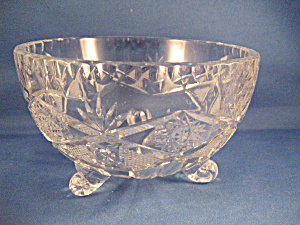 Diamond And Fan Early American Press Glass Serving Bowl