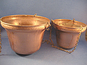 Two Copper Hanging Planters