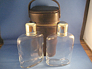 Two Glass Flasks And Case