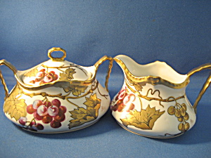 Hand Painted And Signed Limoges Sugar And Creamer