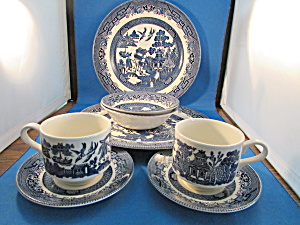 Two Table Sets Of Blue Willow Dishes