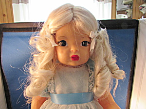 Jenni Lind Doll With Blue Dress And Bows