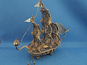 Silver Filigree Miniature Ship From Spain