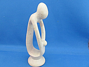 African Kenyan Kissi Or Soap Stone Mom And Child Statue