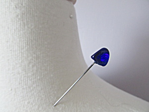 Old Blue Glass Hat Pin