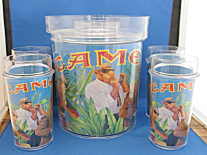Joe Camel Ice Bucket And Four Glasses