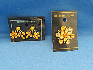 Austrian Stone Brooch And Matching Earrings