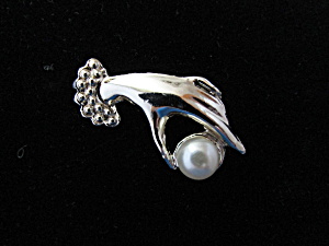 Hand And Pearl Brooch
