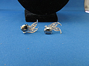 Sterling Silver And Hematite Screw On Earrings