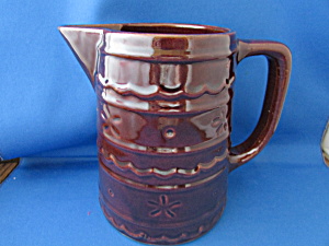 Hull Brown Daisy And Dot Stoneware Milk Pitcher