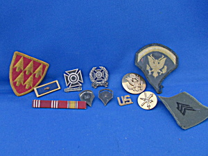 Group Of Military Patches, Bars, And Pins