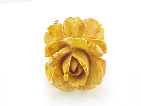 Vintage Deeply Carved Butterscotch Bakelite Rose Pendant