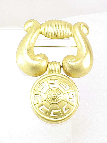 Givenchy Large Matte Gold Tone Moveable Door Knocker Brooch