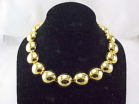 Monet Chunky Gold Tone Half Sphere Ball Choker Necklace