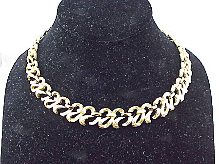 Monet Brushed Gold Tone Bow Ribbon Choker Necklace