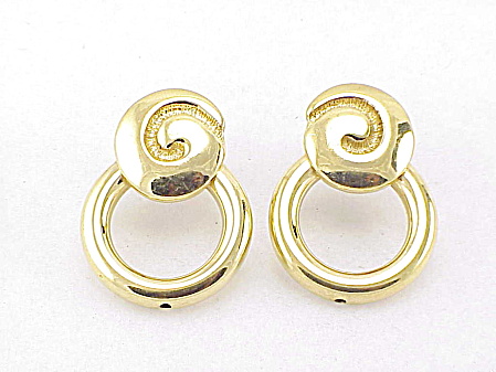 Givenchy Gold Tone Circle And Loop Pierced Earrings