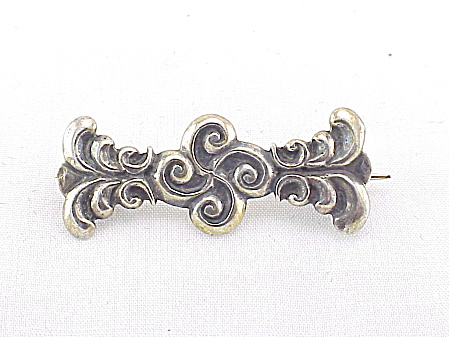 Art Nouveau Hallmarked French Sterling Silver Vintage Brooch