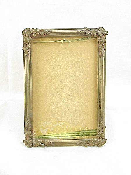 Antique Victorian Small Brass Free Standing Picture Frame With Flowers
