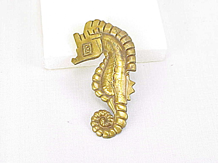 Vintage Stamped Brass Seahorse Brooch