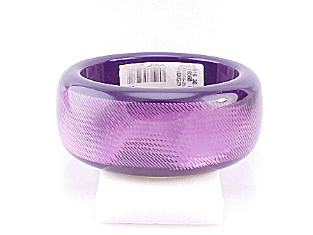Pono Designer Wide Purple Sparkle Diamond Cut Resin Bangle Bracelet