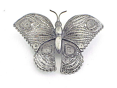 Large Vintage Filigree Butterfly Brooch