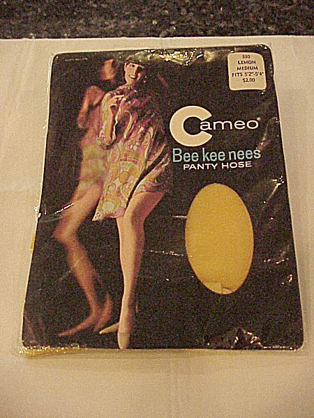 Vintage 1960's Mod Lemon Yellow Panty Hose - Medium Size